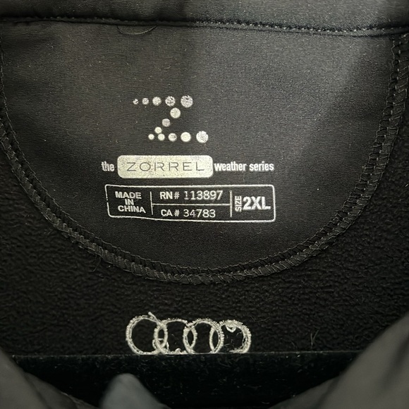 Mens Audi 2XL Black Nylon Fleece Lined Vest Jacket - Picture 3 of 7